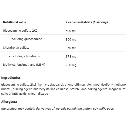 Glucosamine + Chondroitin + MSM - Глюкозамин Хондроитин МСМ, Разфасовка 180 tabs - SFD