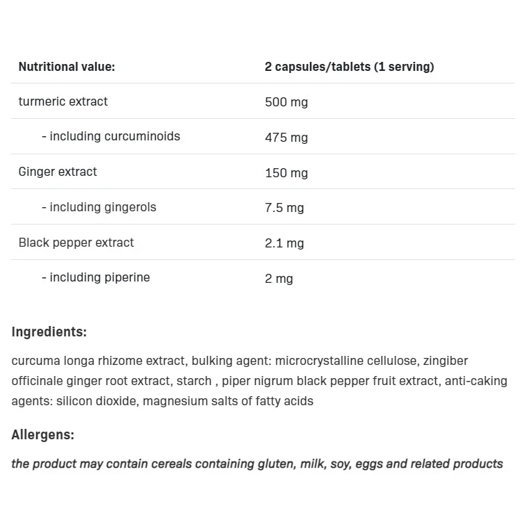 Curcumin + Ginger + Piperine - Куркумин + Джинджифил + Пиперин, Разфасовка 180 tabs - SFD