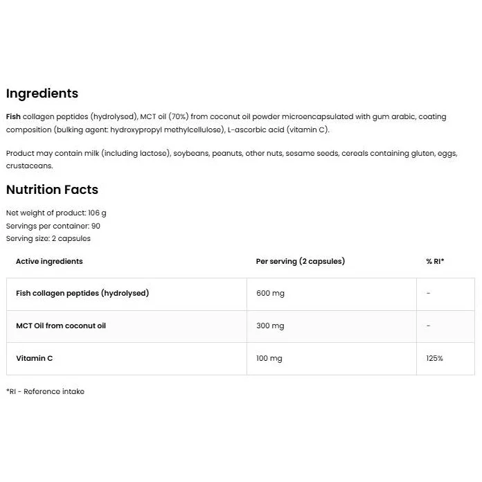 Collagen + MCT + Vitamin C - Морски Колаген, Разфасовка 180 caps - SFD
