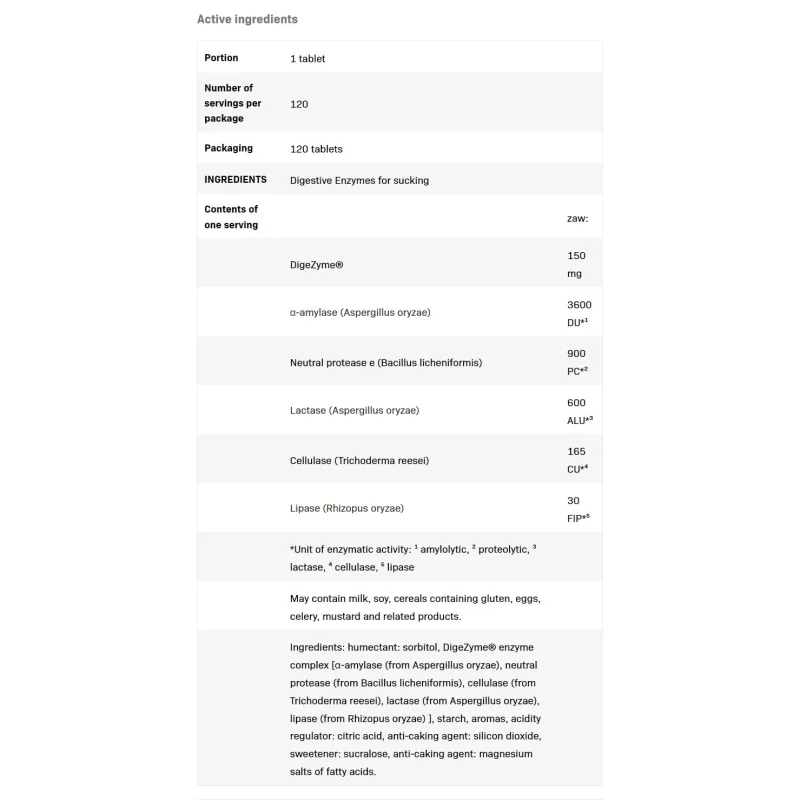Digestive Enzymes - Храносмилателни Ензими, Разфасовка 120 tabs - SFD