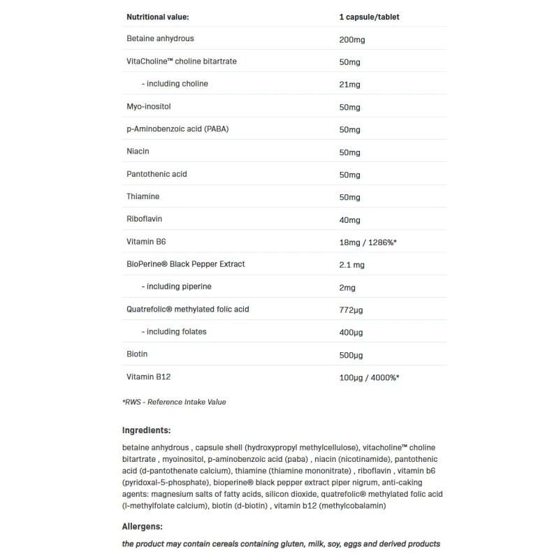 Methyl B-50 B-complex - Витамин B Комплекс, Разфасовка 60 caps - Allnutrition