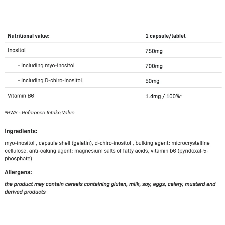 Inositol + B6 (P-5-p) - Инозитол + Витамин B6, Разфасовка 100 caps - Allnutrition