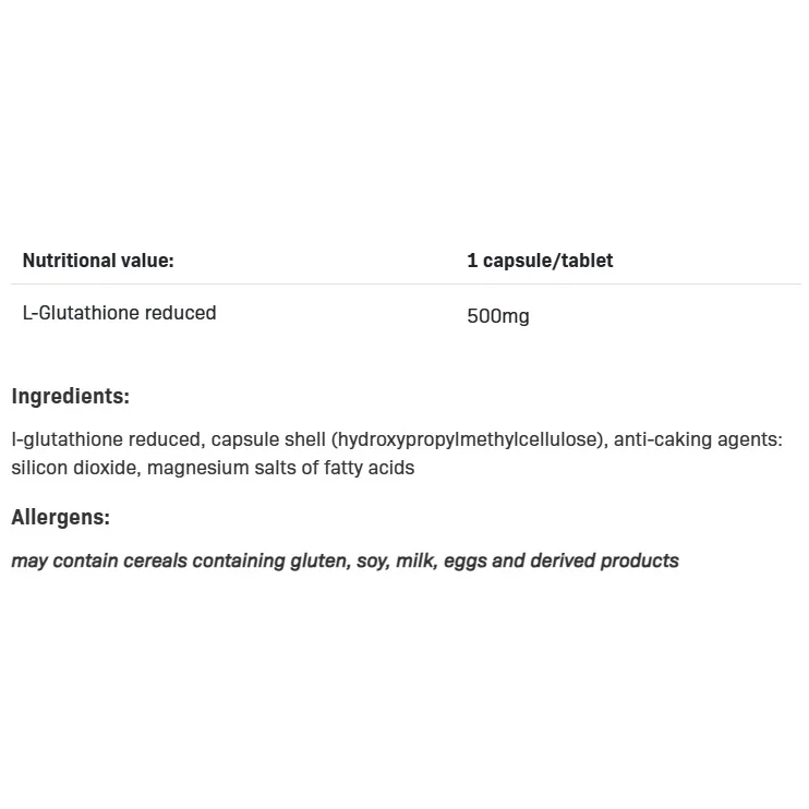 L-Glutathione - Л-Глутатион, Разфасовка 100 caps - Allnutrition