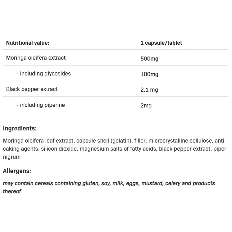 Moringa Oleifera - Моринга, Разфасовка 100 caps - Allnutrition