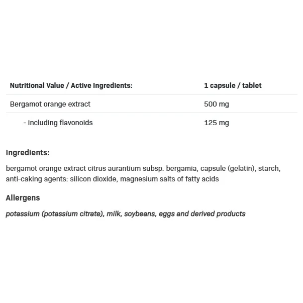 Bergamot Extract - Екстракт от Бергамот, Разфасовка 60 caps - Allnutrition