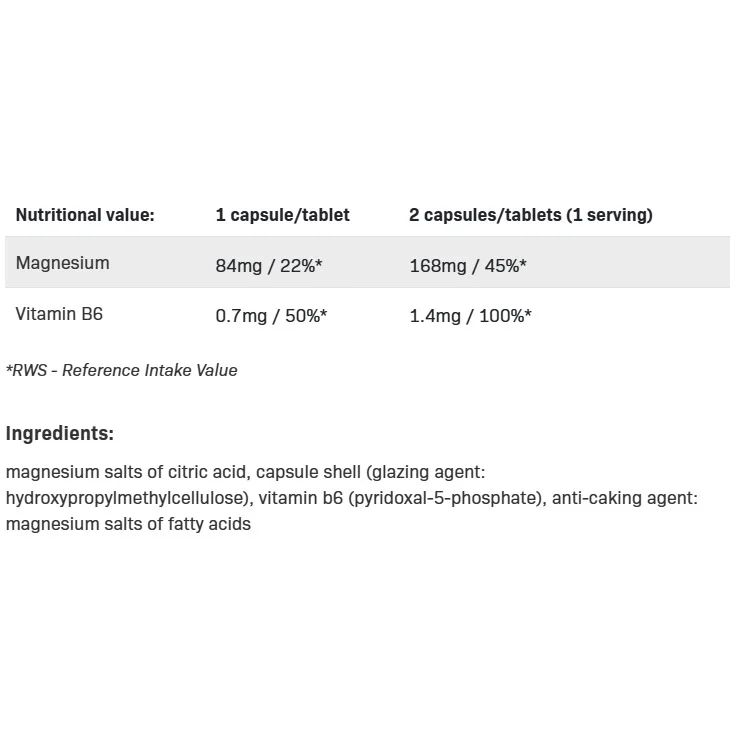 Magnesium Citrate + B6 - Магнезиев Цитрат + Витамин B6, Разфасовка 100 caps - Allnutrition