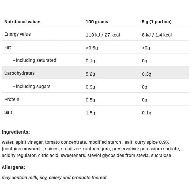 Sauce Curry - Диетичен Сос - Allnutrition