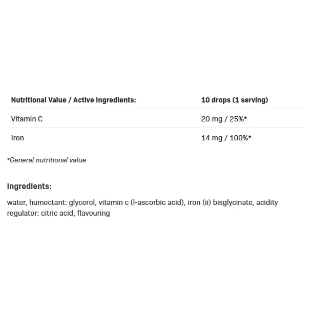 Iron + Vitamin C Drops - Желязо + Витамин Ц, Разфасовка 30ml - Allnutrition