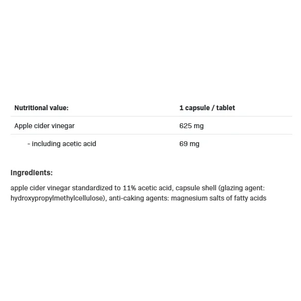 Apple Cider Vinegar - Ябълков Оцет, Разфасовка 90 caps - Allnutrition
