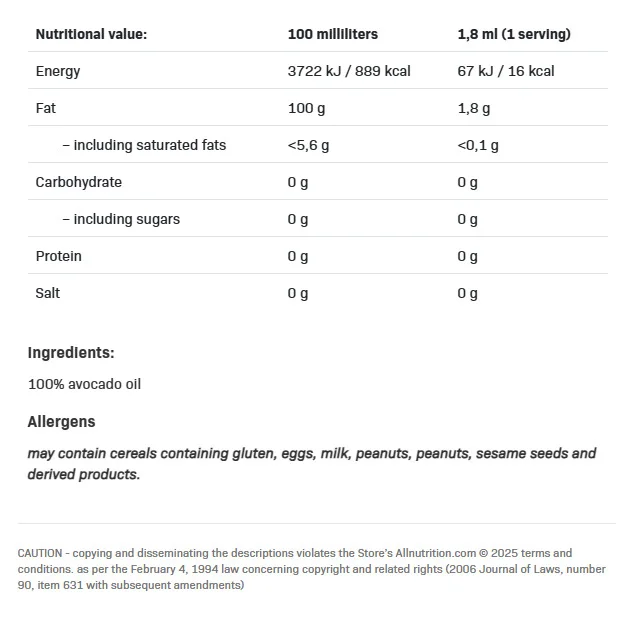 Cooking Spray - Avocado Oil - Спрей За Готвене - Allnutrition