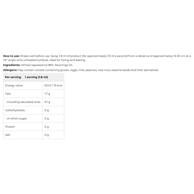 Cooking Spray - Parmesan - Спрей За Готвене, Разфасовка 200ml - Allnutrition