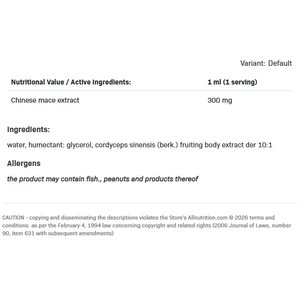 Mushrooms Cordyceps Drops - Кордицепс, Разфасовка 30ml - Allnutrition