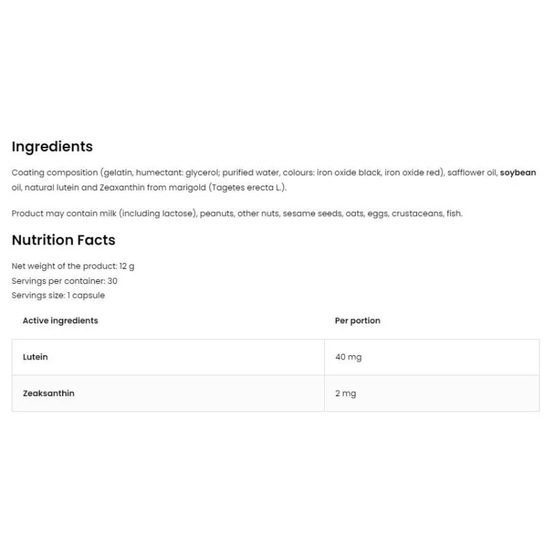Lutein Forte / with Zeaxanthin / 60 Гел капсули, 60 дози - OstroVit