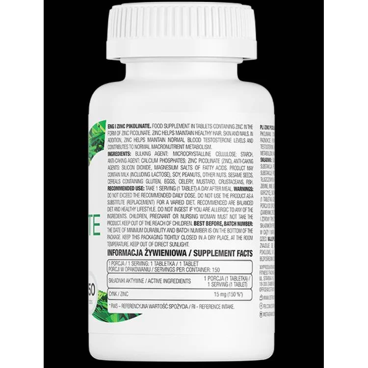Zinc Picolinate 15 mg / 150 Таблетки, 150 дози - OstroVit