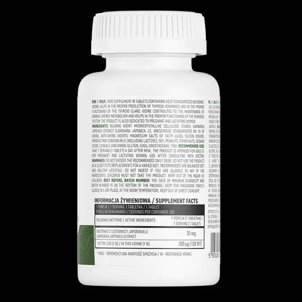 Kelp 200 mcg | Natural Iodine Source / 250 Таблетки, 250 дози - OstroVit