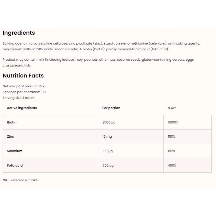 Biotin Plus 2500 mcg / 100 Таблетки, 200 дози - OstroVit