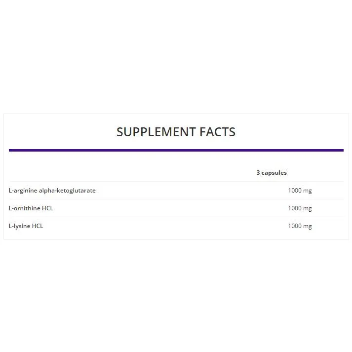 AOL 3000 mg / Arginine Ornithine Lysine / 120 капсули, 40 дози - OstroVit
