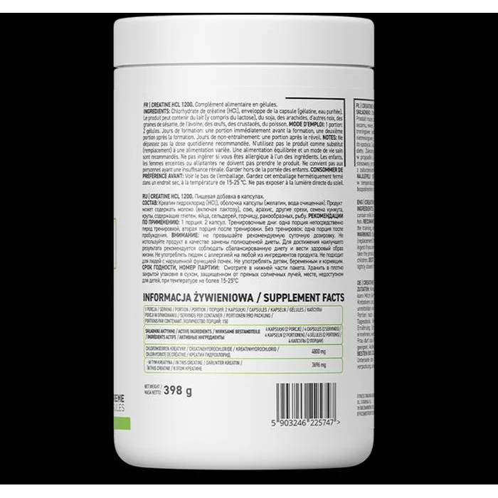 Creatine HCL 2400 / Creatine Hydrochloride / 300 капсули, 75 дози - OstroVit