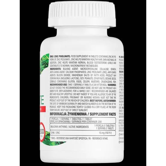 Zinc Picolinate 15 mg / Limited Edition / 200 Таблетки, 200 дози - OstroVit