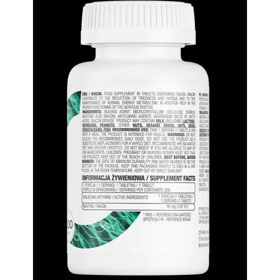 Niacin / Vitamin B3 / 200 Таблетки, 200 дози - OstroVit