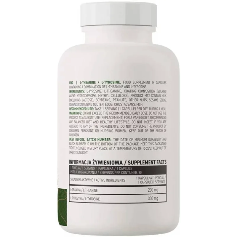 L-Theanine + L-Tyrosine / Vege / 90 капсули, 90 дози - OstroVit