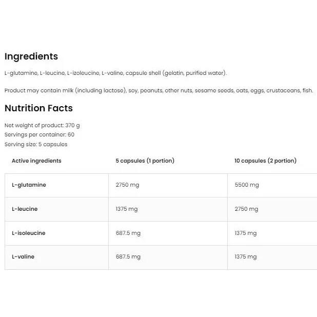 BCAA + Glutamine 5500 mg / 150 капсули, 30 дози - OstroVit