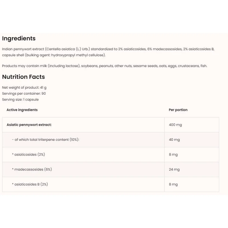 Gotu Kola 400 mg / Vege / 90 капсули, 90 дози - OstroVit