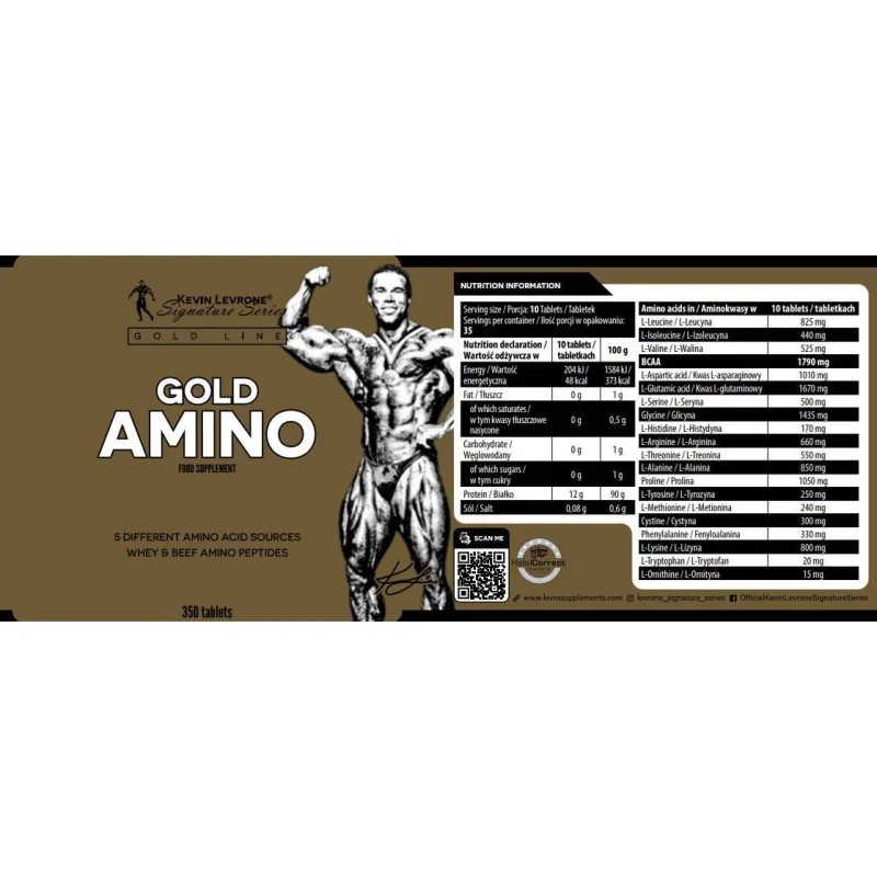 Gold Amino | Whey & Beef Amino Peptides / 550 Таблетки - Kevin Levrone
