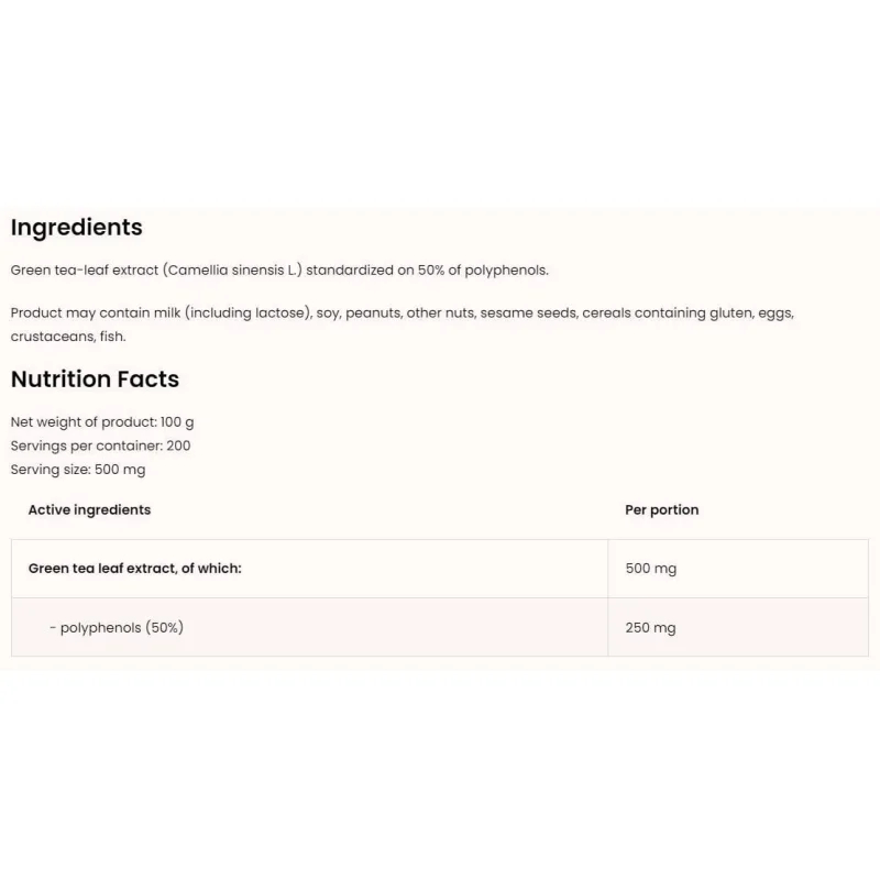 Green Tea Extract / Powder / 100 грама, 200 дози - OstroVit