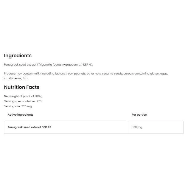 Fenugreek Extract / Powder / 100 грама, 270 дози - OstroVit