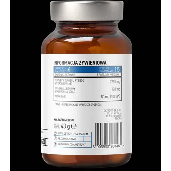 Marine Collagen 550 mg / 60 капсули, 15 дози - OstroVit