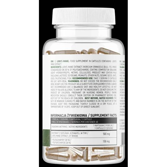 Lion's Mane 500 mg / Vege / 60 капсули, 60 дози - OstroVit