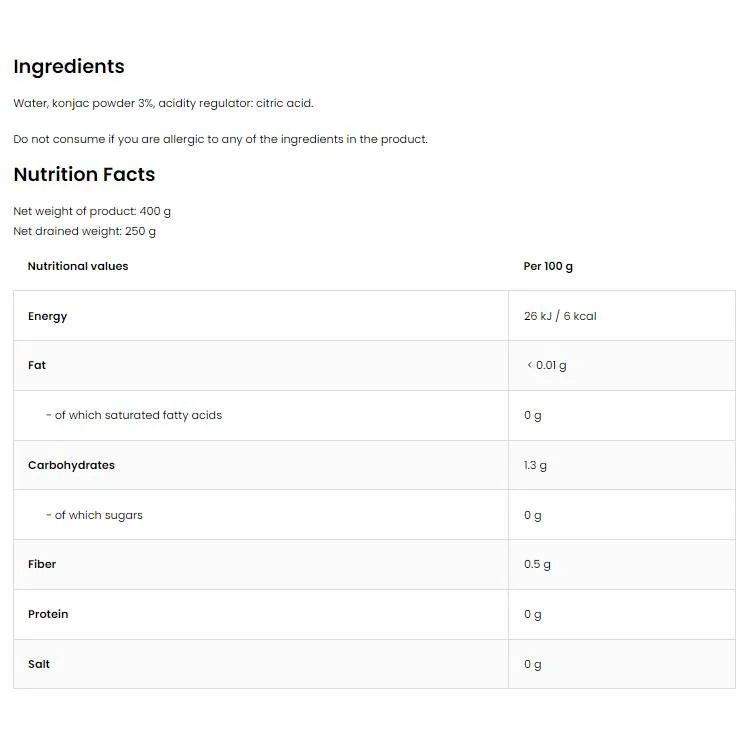 Diet Spaghetti / Keto-Friendly Low-Calorie Konjac Noodles / 400 грама - OstroVit