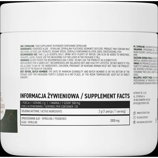 Spiruline Powder / 250 грама, 125 дози - OstroVit