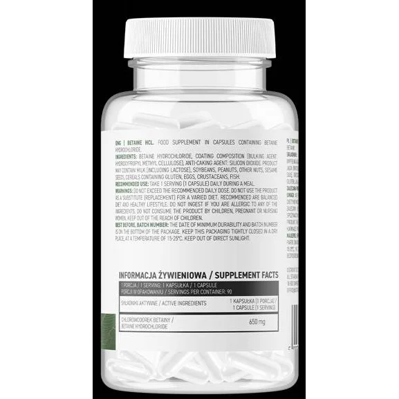 Betaine HCl 650 mg / 90 капсули, 90 дози - OstroVit