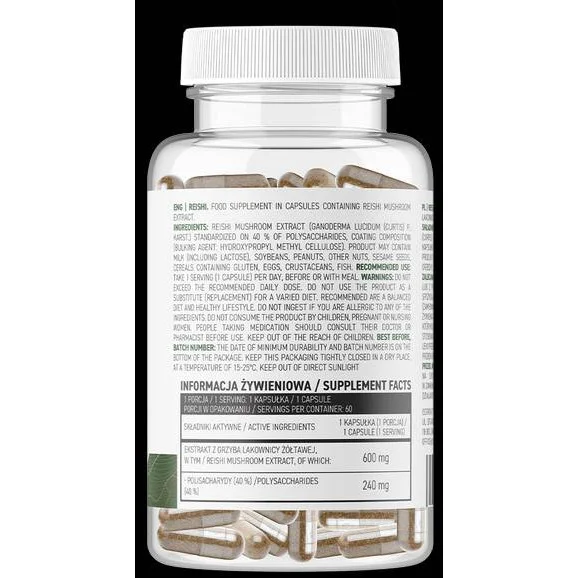 Reishi 600 mg | Vege / 60 капсули, 60 дози - OstroVit