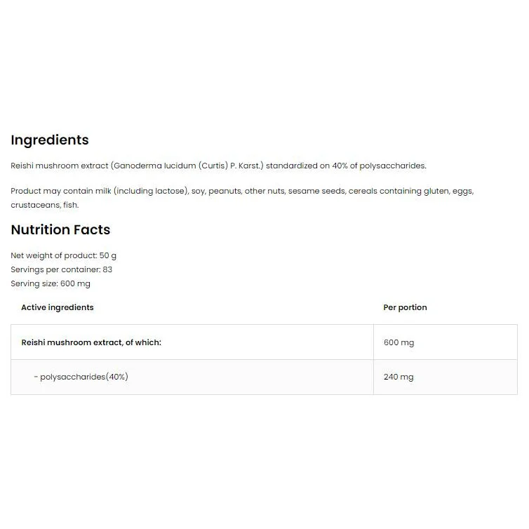 Reishi Extract Powder / 50 грама, 83 дози - OstroVit