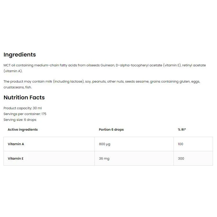 Vitamin A + E Drops / 30 мл, 175 дози - OstroVit