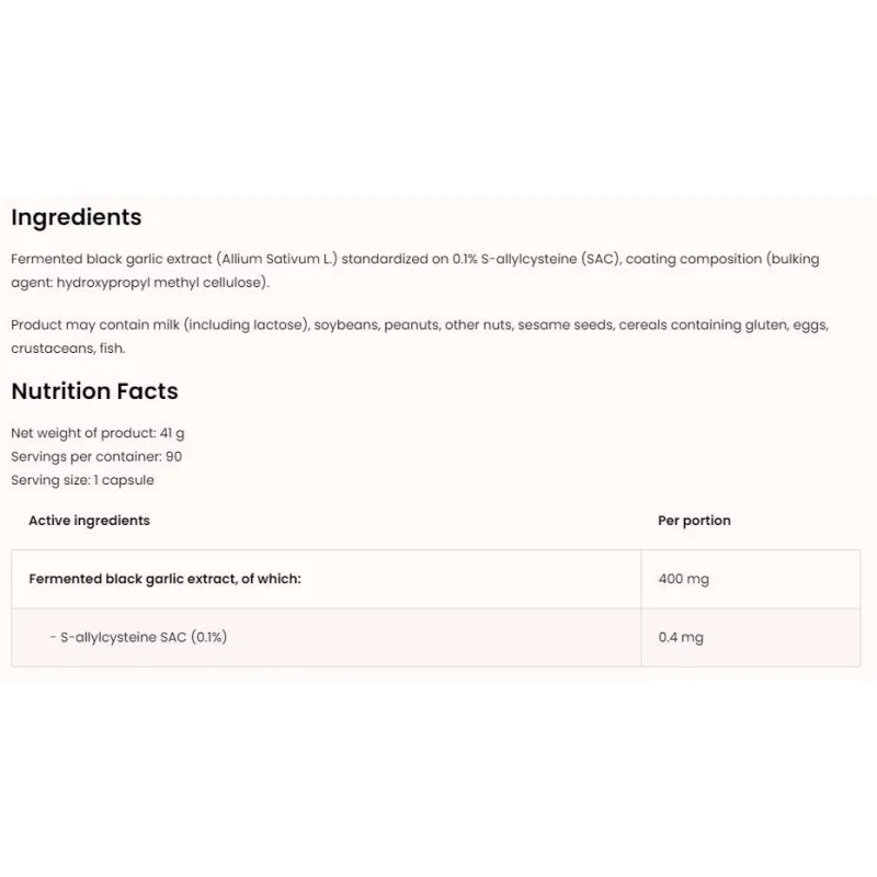 Black Garlic 400 mg | Vege / 90 капсули, 90 дози - OstroVit
