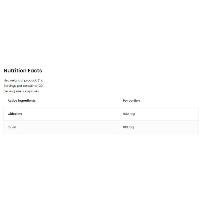Citicoline 250 mg / 60 капсули, 30 дози - OstroVit