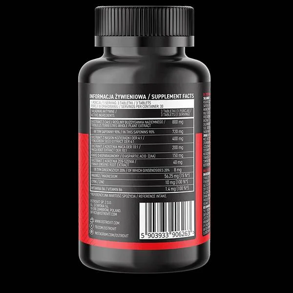 Testotabs | Testosterone Booster / 90 Таблетки, 30 дози - OstroVit