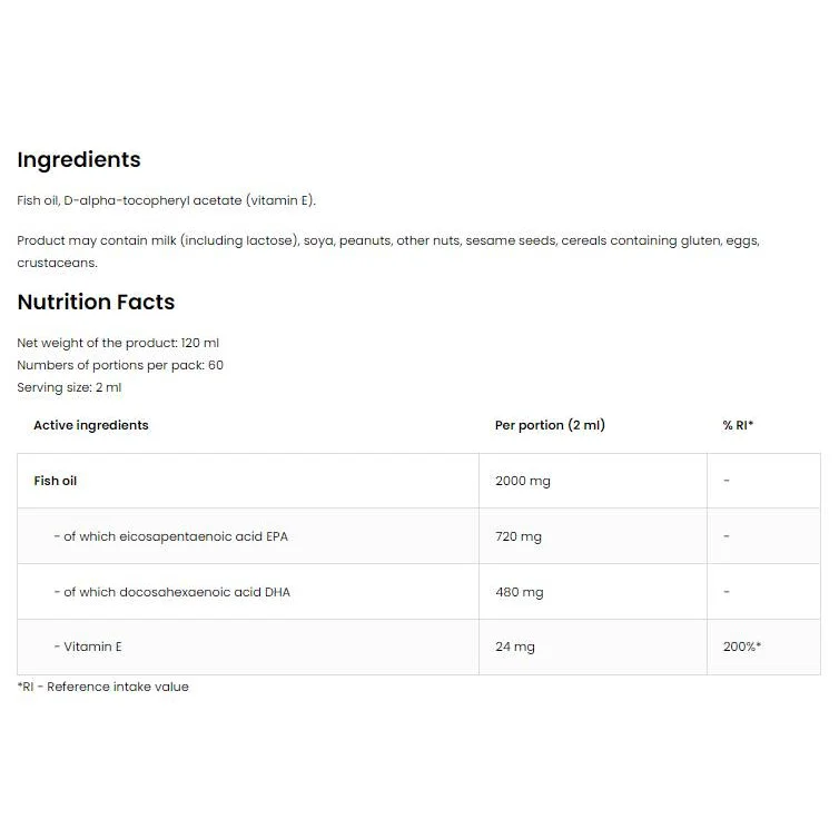 Elite Omega 3 Liquid | 60% EPA + DHA / 120 мл, 60 дози - OstroVit