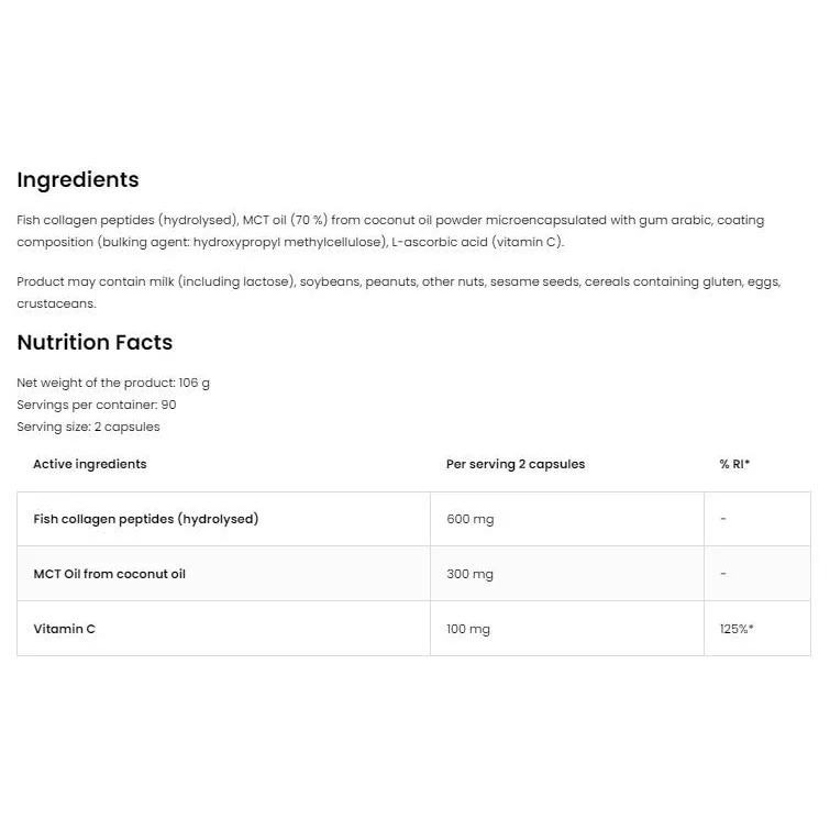 Coconut & Collagen | Marine Collagen with MCT / 180 капсули, 90 дози - OstroVit