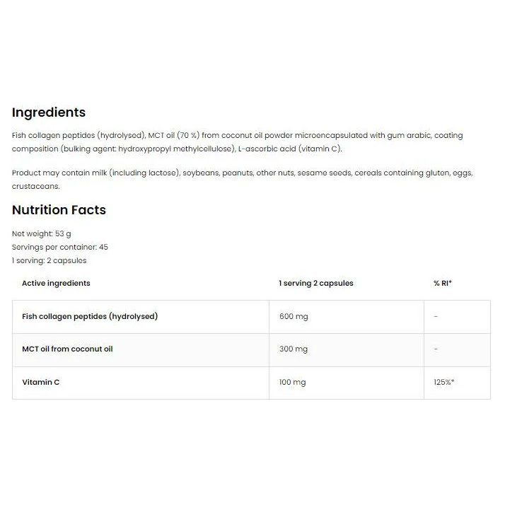 Coconut & Collagen | Marine Collagen with MCT / 90 капсули, 45 дози - OstroVit