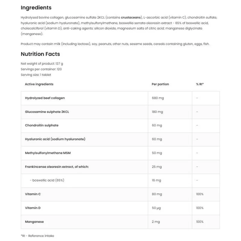 Flex Regen | Collagen + Glucosamine, Chondroitin, MSM, Hyaluronic Acid / 120 Таблетки, 120 дози - OstroVit