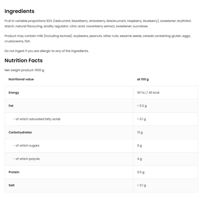 Forest Fruit Jelly | 92% Real Fruits ~ No Added Sugar / 1000 грама - OstroVit