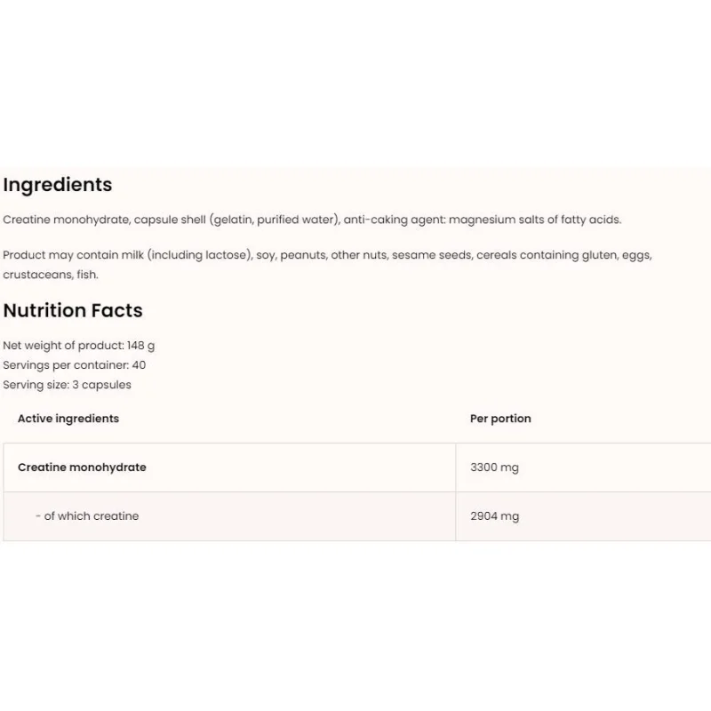 Creatine Monohydrate 3300 / 120 капсули, 40 дози - OstroVit