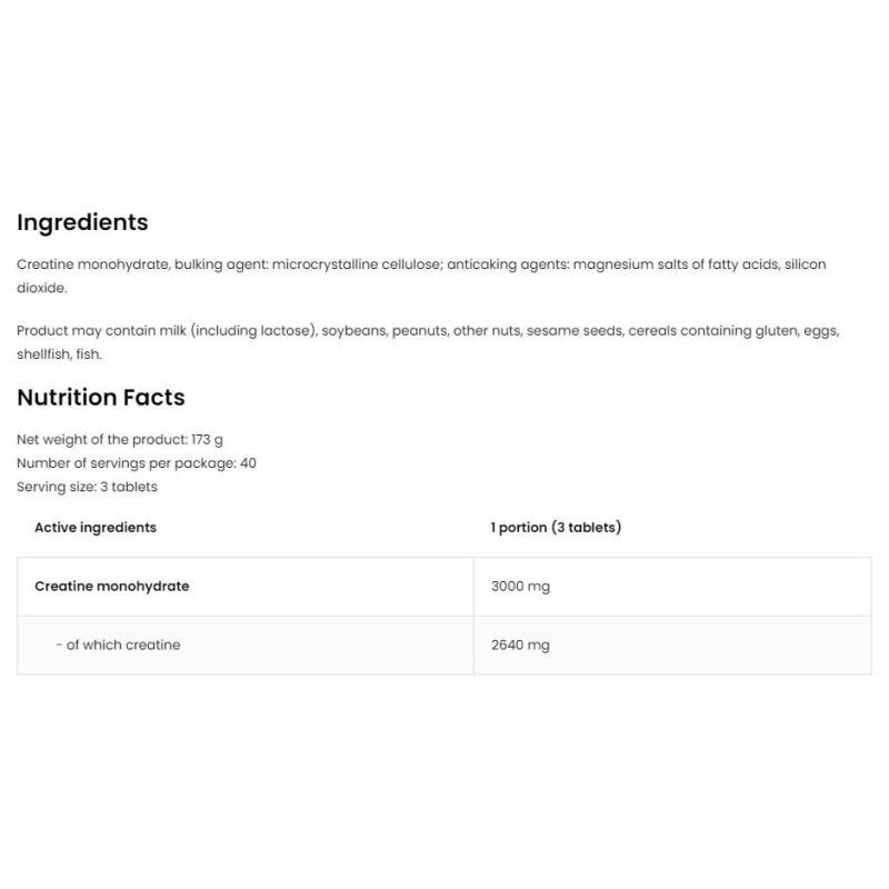 Creatine Monohydrate Tabs 3000 / 300 Таблетки, 100 дози - OstroVit