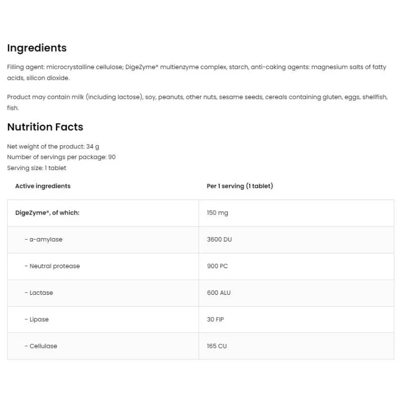 DigeZyme® | Digestive Enzyme Complex Patent / 90 Таблетки, 90 дози - OstroVit