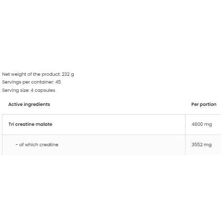Tri Creatine Malate / TCM 1200 mg / 180 капсули, 45 дози - OstroVit